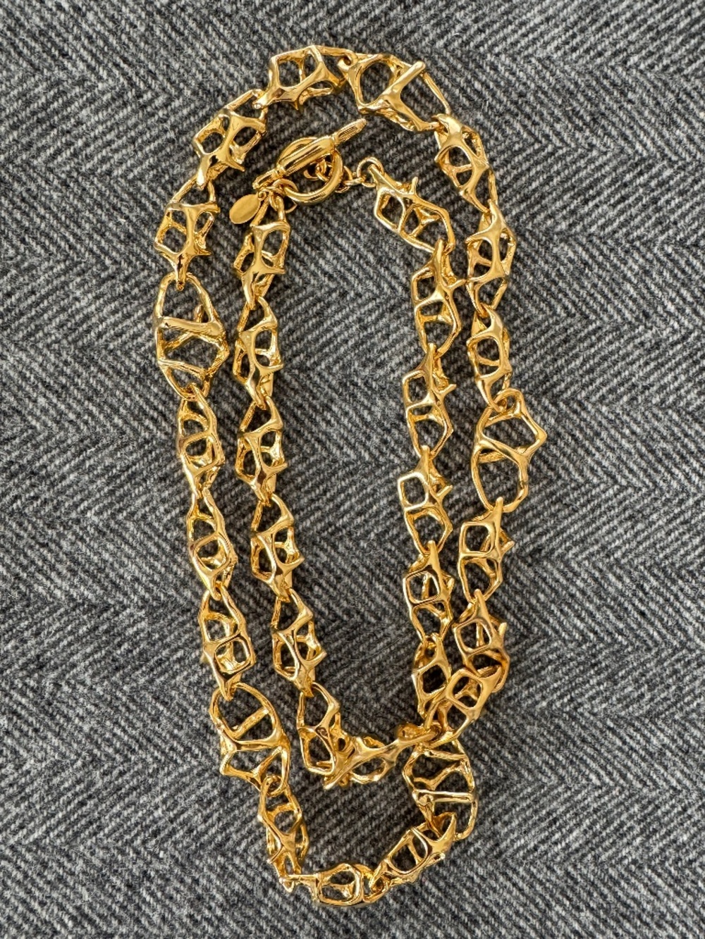 NWT FRANCES VALENTINE - GOLD PLATED CAGED NECKLACE IN FV BOX -